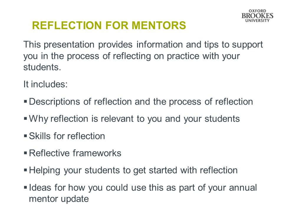 Mentor’s role
